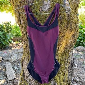 NWOT Speedo Purple and Black one-piece swimsuit